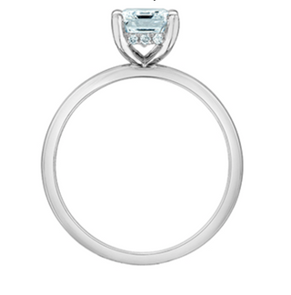 Anillo de diamantes de cuatro garras con talla esmeralda cultivados en laboratorio de 14 quilates