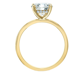 Anillo de diamantes redondos brillantes de cuatro garras cultivados en laboratorio de 14 quilates