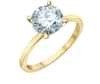 Anillo de diamantes redondos brillantes de cuatro garras cultivados en laboratorio de 14 quilates