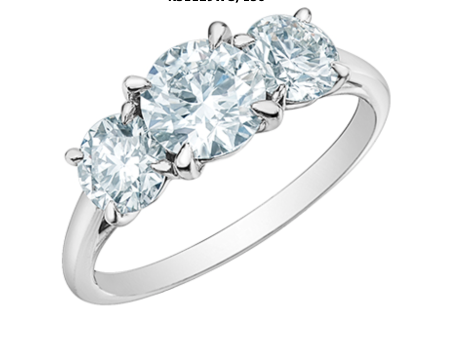 14K Lab Grown 2.00cttw 3 Stone Round Brilliant Diamond Ring