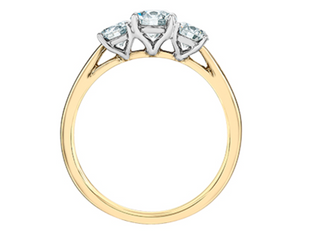 Anillo de diamantes brillantes redondos de 3 piedras cultivados en laboratorio de 14 quilates