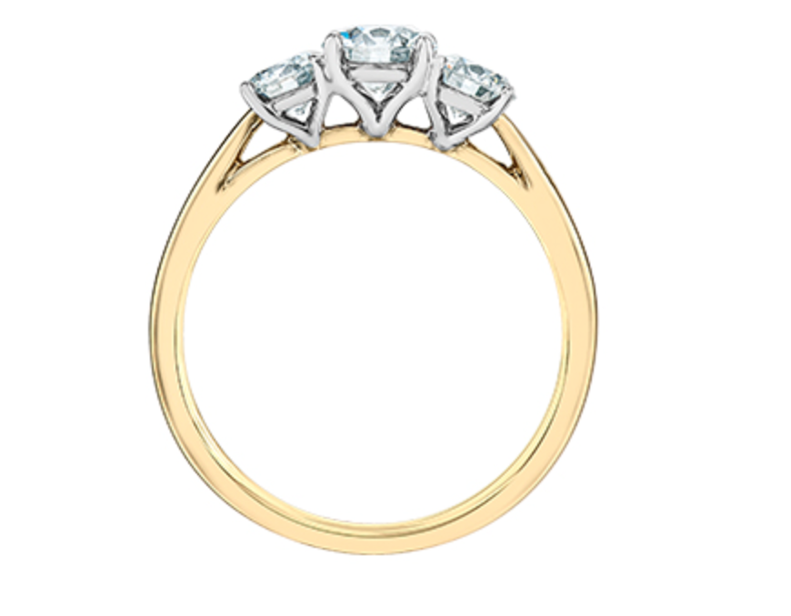 14K Lab Grown 2.00cttw 3 Stone Round Brilliant Diamond Ring