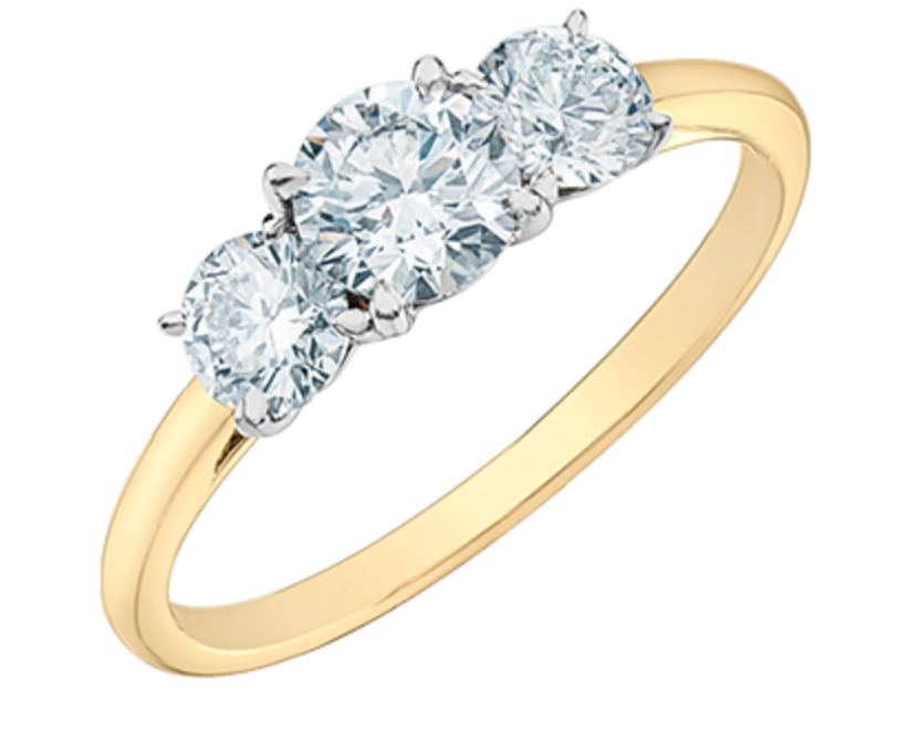 14K Lab Grown 2.00cttw 3 Stone Round Brilliant Diamond Ring