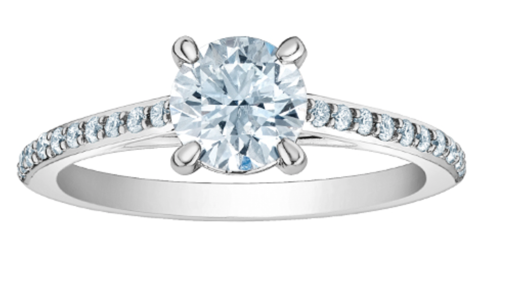 14K Lab Grown Round Brilliant Solitaire and Diamond Mount