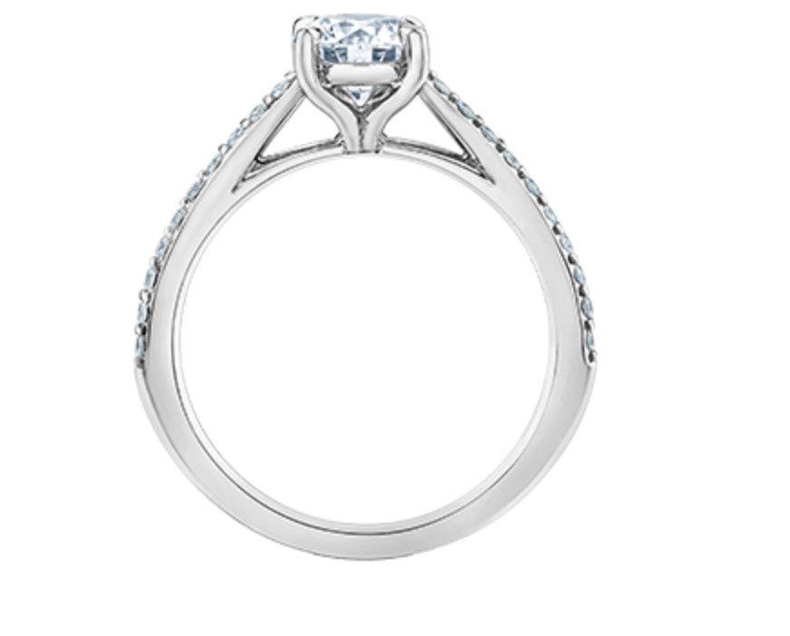 14K Lab Grown Round Brilliant Solitaire and Diamond Mount