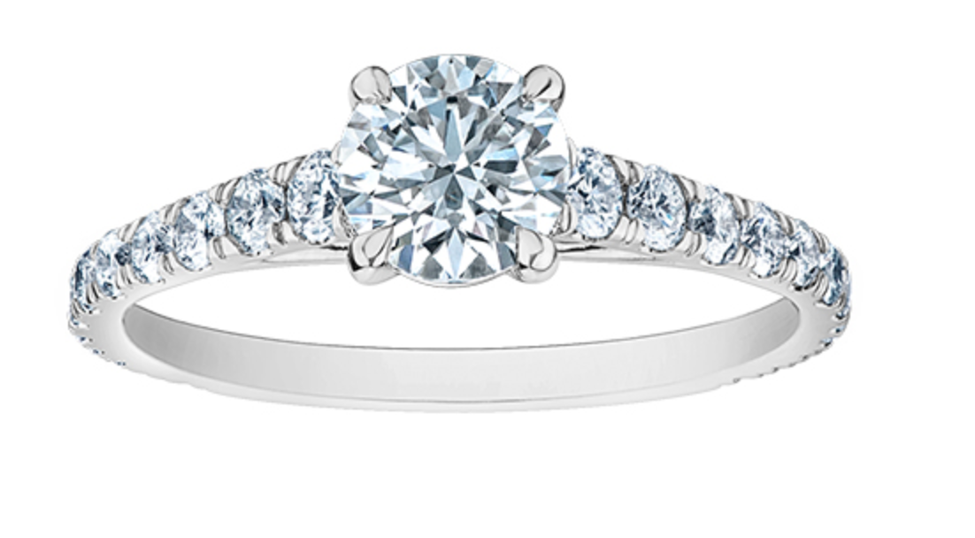 14K Lab Grown Round Brilliant Solitaire &amp; Diamond Mount