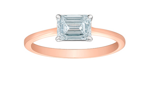 14K Lab Grown 1.00cttw Emerald Cut Four Claw Diamond Ring