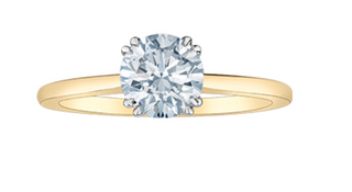 14K Lab Grown 1.00cttw Round Brilliant Cut Six Claw Diamond Ring