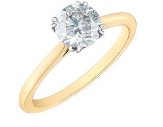 14K Lab Grown 1.00cttw Round Brilliant Cut Six Claw Diamond Ring