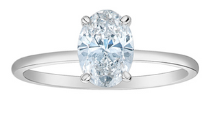 14K Lab Grown 1.00 cttw Oval Shape Four Claw Diamond Ring