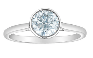 14K Lab Grown Round Brilliant Cut 1.00cttw Bezel Set Diamond Ring