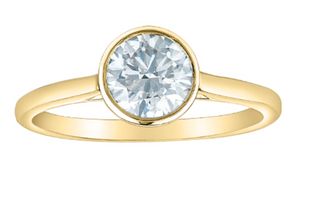 14K Lab Grown Round Brilliant Cut 1.00cttw Bezel Set Diamond Ring