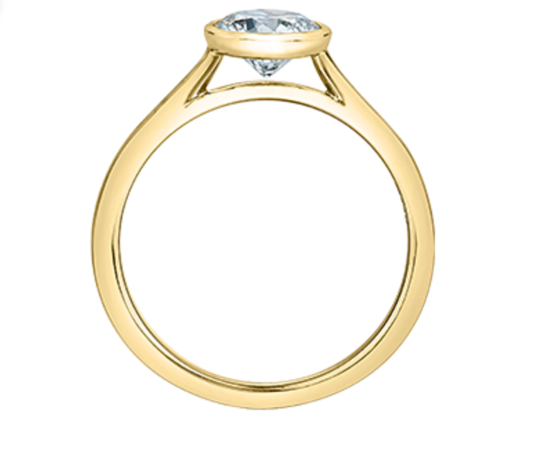14K Lab Grown Round Brilliant Cut 1.00cttw Bezel Set Diamond Ring