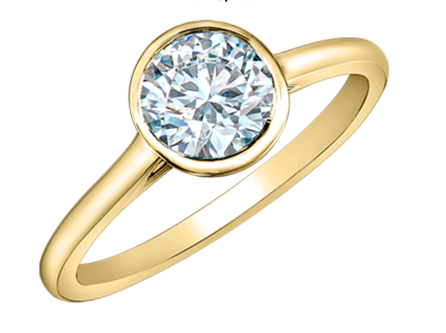 14K Lab Grown Round Brilliant Cut 1.00cttw Bezel Set Diamond Ring