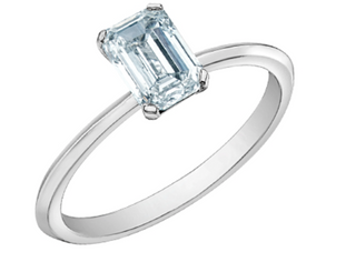 14K Lab Grown 1.00cttw Emerald Cut 4 Claw Set Diamond Ring