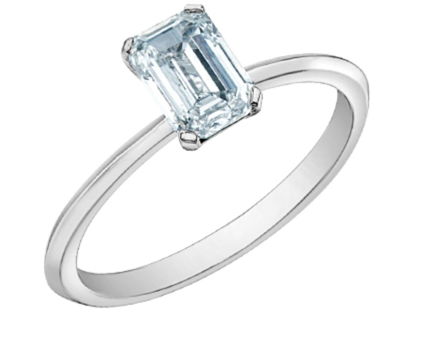 14K Lab Grown 0.50-1.00cttw Emerald Cut 4 Claw Set Diamond Ring