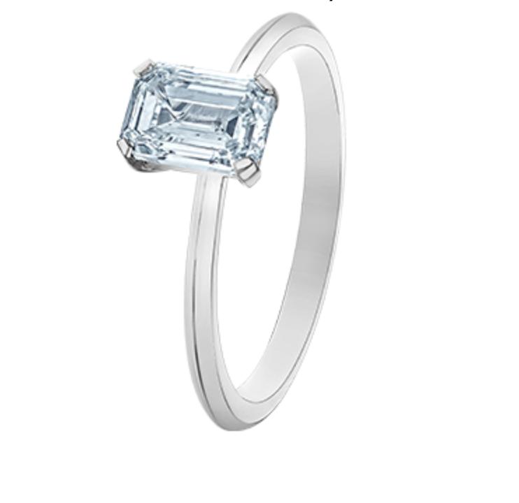 14K Lab Grown 0.50-1.00cttw Emerald Cut 4 Claw Set Diamond Ring