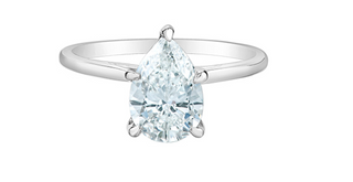 14K Lab Grown 1.00cttw Pear Shape Cut 5 Claw Set Diamond Ring