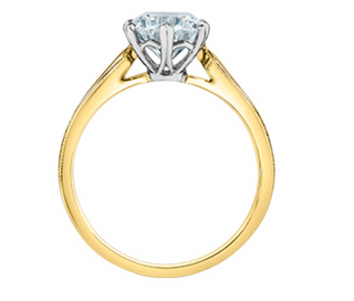 14K Lab Grown 1.50cttw Round Brilliant Cut 6 Claw Set Diamond Ring