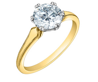 14K Lab Grown 1.50cttw Round Brilliant Cut 6 Claw Set Diamond Ring