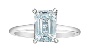 14K Lab Grown 1.00cttw Emerald Cut 4 Claw Set Diamond Ring
