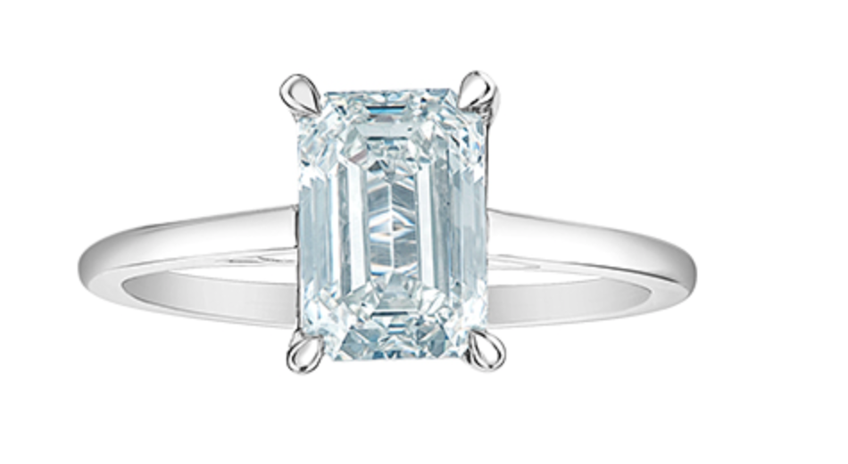 14K Lab Grown 1.00-2.00cttw Emerald Cut 4 Claw Set Diamond Ring