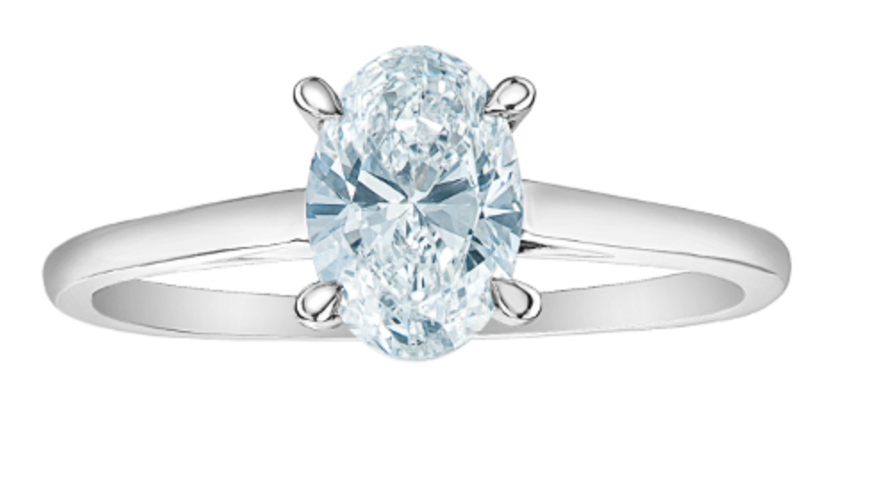 14K Lab Grown 1.00cttw Oval Shape Four Claw Diamond Ring - Gold / 4