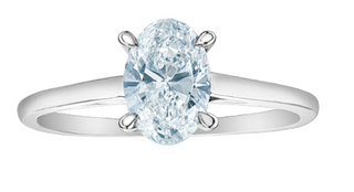 14K Lab Grown 1.00cttw Oval Shape Four Claw Diamond Ring