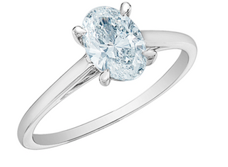 14K Lab Grown 1.00cttw Oval Shape Four Claw Diamond Ring