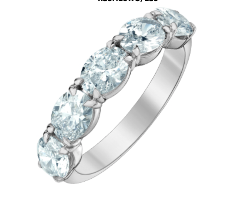 14K Lab Grown Oval Shape Claw Set Diamond Band