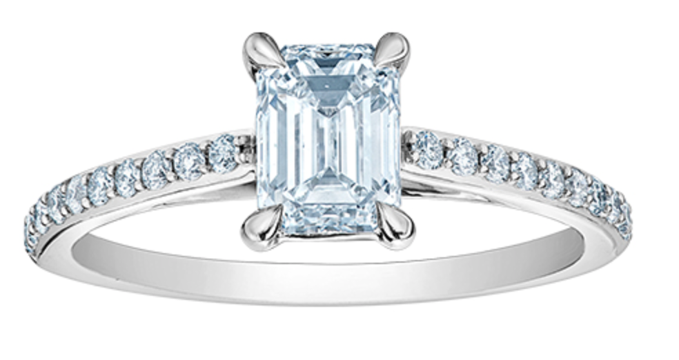 14K Lab Grown Emerald Cut Solitaire and Mount