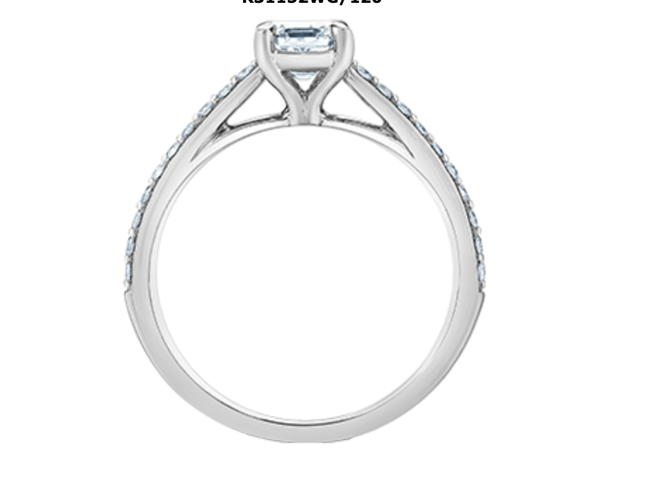 14K Lab Grown Emerald Cut Solitaire and Mount