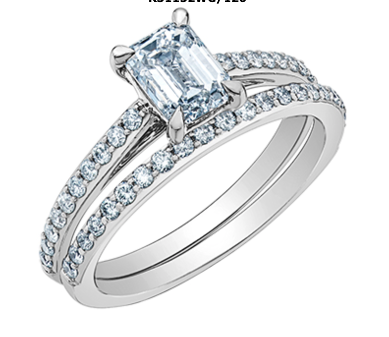 14K Lab Grown Emerald Cut Solitaire and Mount