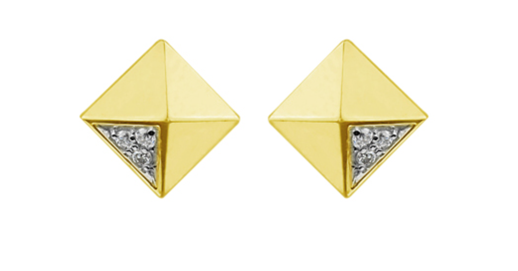 Pendientes piramidales de diamantes en oro amarillo de 10 quilates, 0,02 quilates