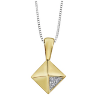 Colgante de diamantes geométricos en oro amarillo de 10 quilates, 0,01 quilates