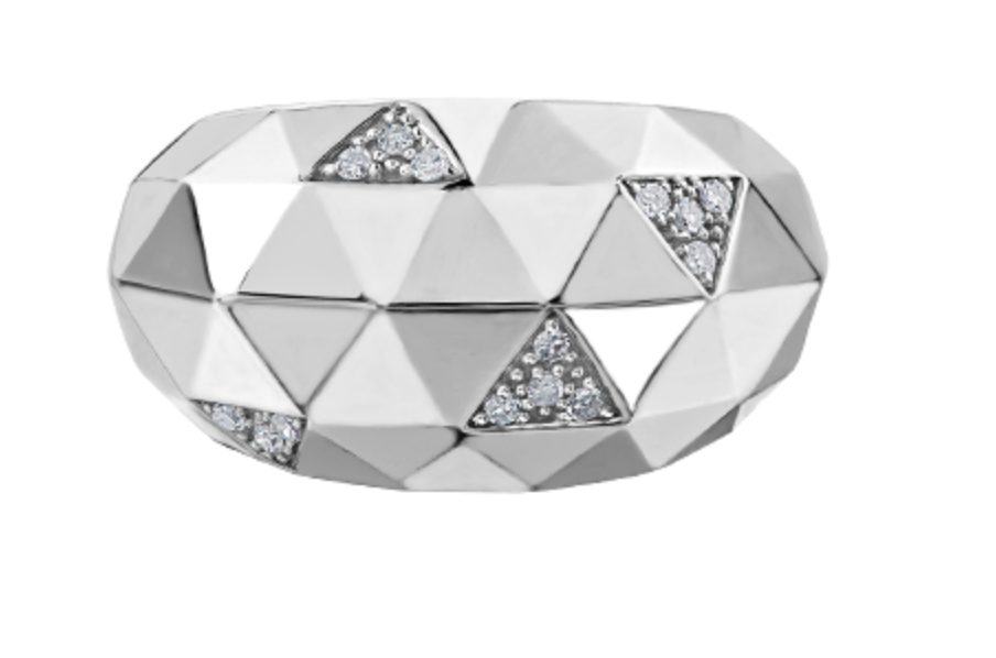 Anillo de moda geométrico con diamantes de 10 quilates