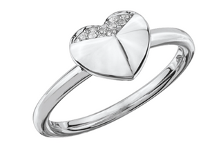 Anillo de moda con corazón geométrico de diamantes de 10 quilates