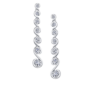 Pendientes colgantes de diamantes de 2,00 quilates en oro blanco de 18 quilates y aleación de paladio (hipoalergénicos)
