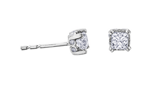 Aretes de oro blanco de 18 quilates y aleación de paladio (hipoalergénicos) con diamantes princesa de 0,52 quilates