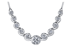 Collar de diamantes de 1,00 quilates en oro blanco de 18 quilates y aleación de paladio (hipoalergénico)