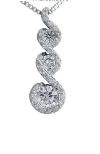 Collar de diamantes de 3 niveles en oro blanco de 14 quilates