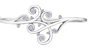 Brazalete de diamantes de 0,72 quilates en oro blanco de 14 quilates, 7"