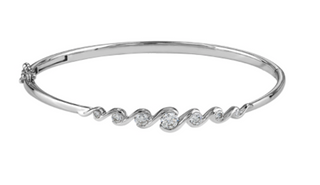 Brazalete de diamantes de 0,66 quilates en oro blanco de 14 quilates, 7"