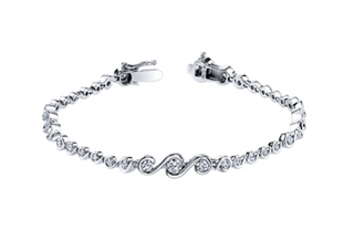 Brazalete de tenis de diamantes de 2,50 quilates (hipoalergénico) en oro blanco de 18 quilates y aleación de paladio, 7"