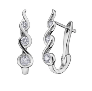 Aretes colgantes de diamantes de 0,50 quilates en oro blanco de 14 quilates