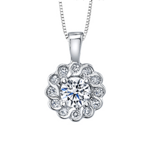 Collar de diamantes en racimo de oro blanco de 14 quilates