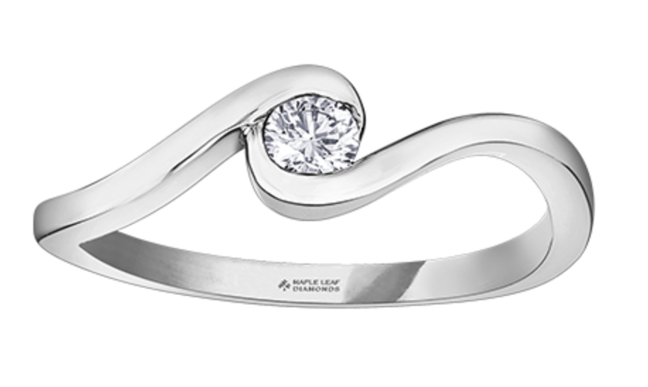 14K White Gold 0.14cttw Diamond Engagement Ring, Size 6