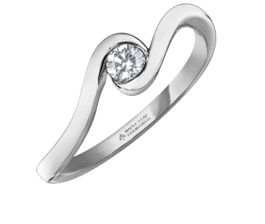 14K White Gold 0.14cttw Diamond Engagement Ring, Size 6