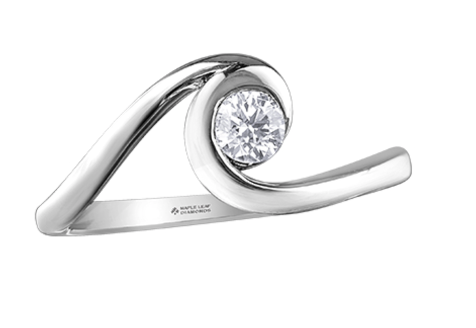 14K White Gold 0.23cttw Diamond Engagement Ring, Size 6