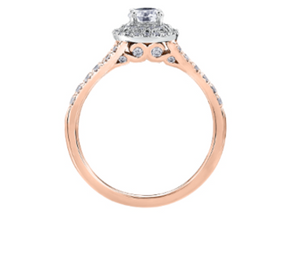 Anillo de oro blanco de 18 quilates/aleación de paladio y oro rosa (hipoalergénico) con halo de diamantes